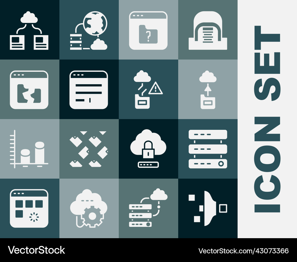 Set filter setting server data web hosting Set filter setting server data web hosting vector image