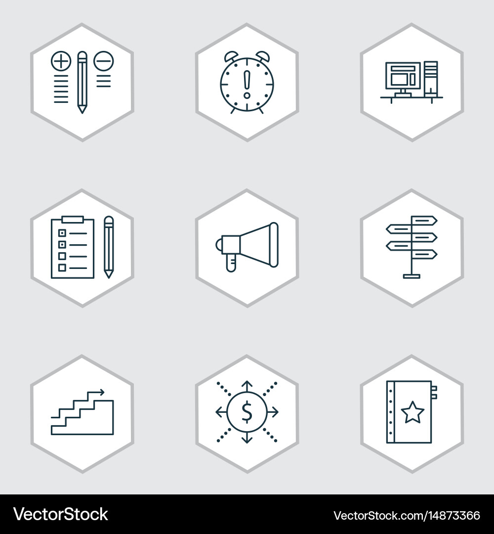 Set of 9 project management icons includes vector image