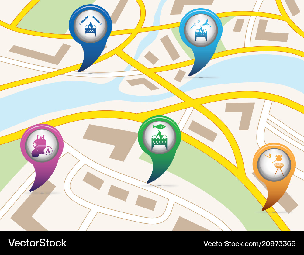 Set of tourism service map pointers Vector Image