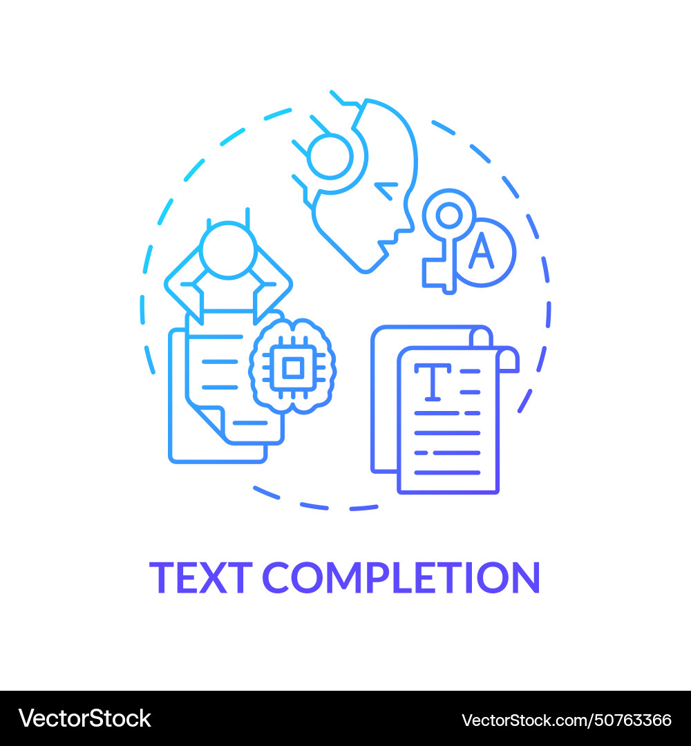 Text completion blue gradient concept icon Vector Image