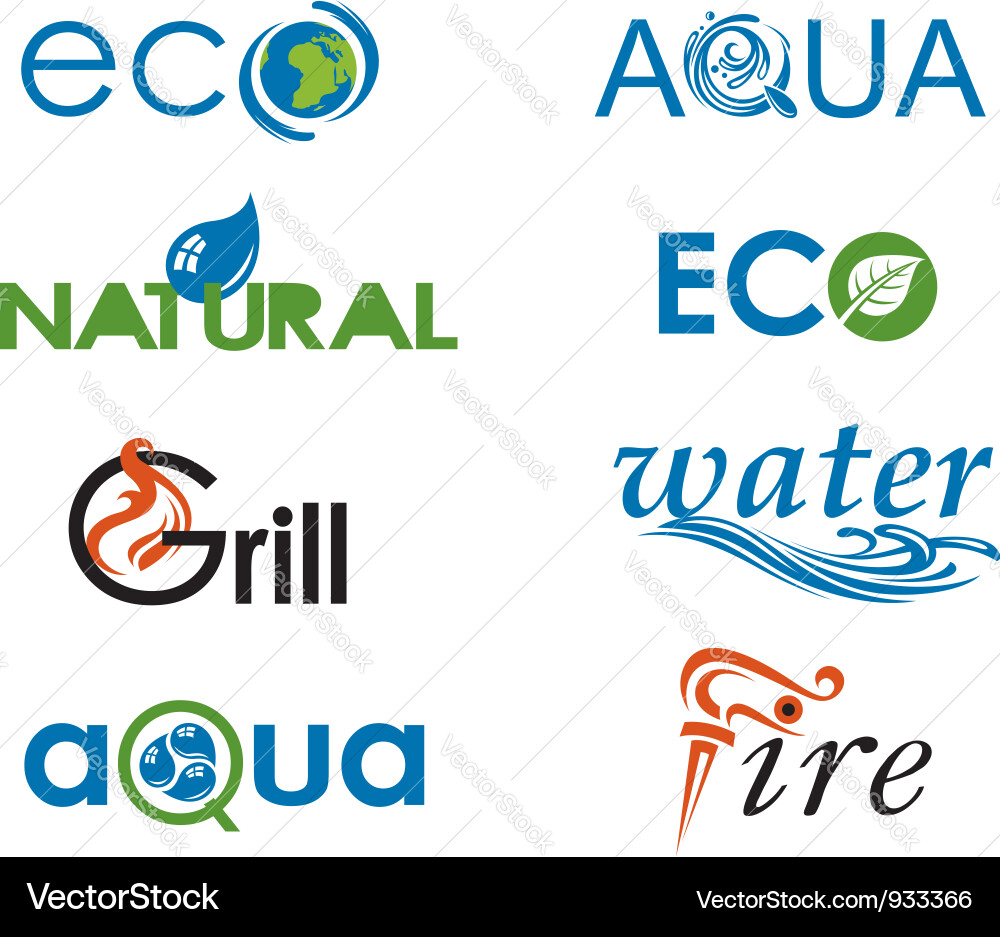 Wasser und Natur Icon Set Vektorbild