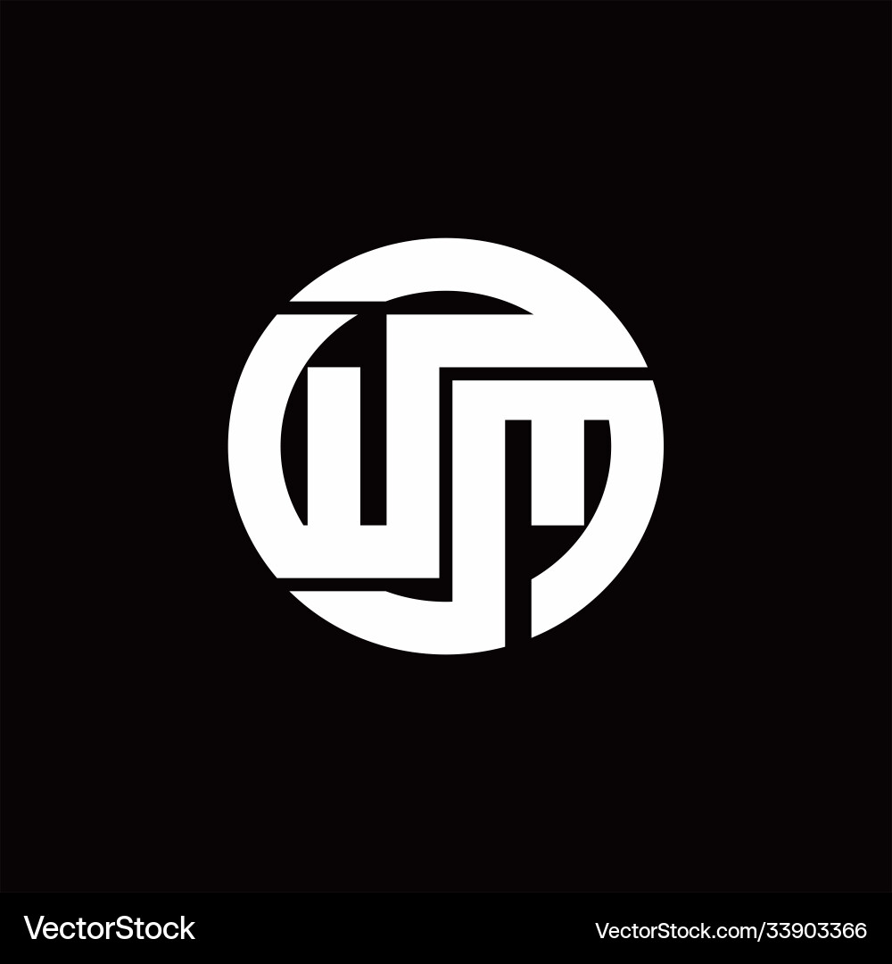 Wm logo monogram with rounded line swipe design Wm logo monogram with rounded line swipe design Vector Image