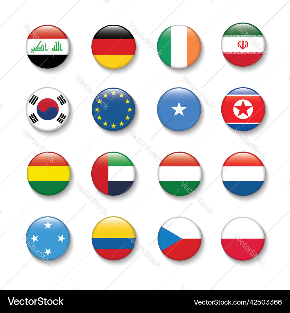 World flag icon set in circle design element World flag icon set in circle design element vector image
