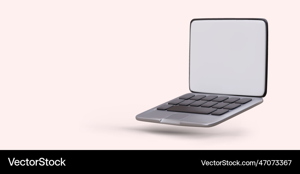 3d image of open minibook from side laptop 3d image of open minibook from side laptop vector image