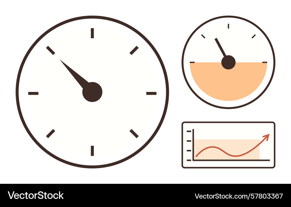 Analog clock speedometer and progress chart Vector Image