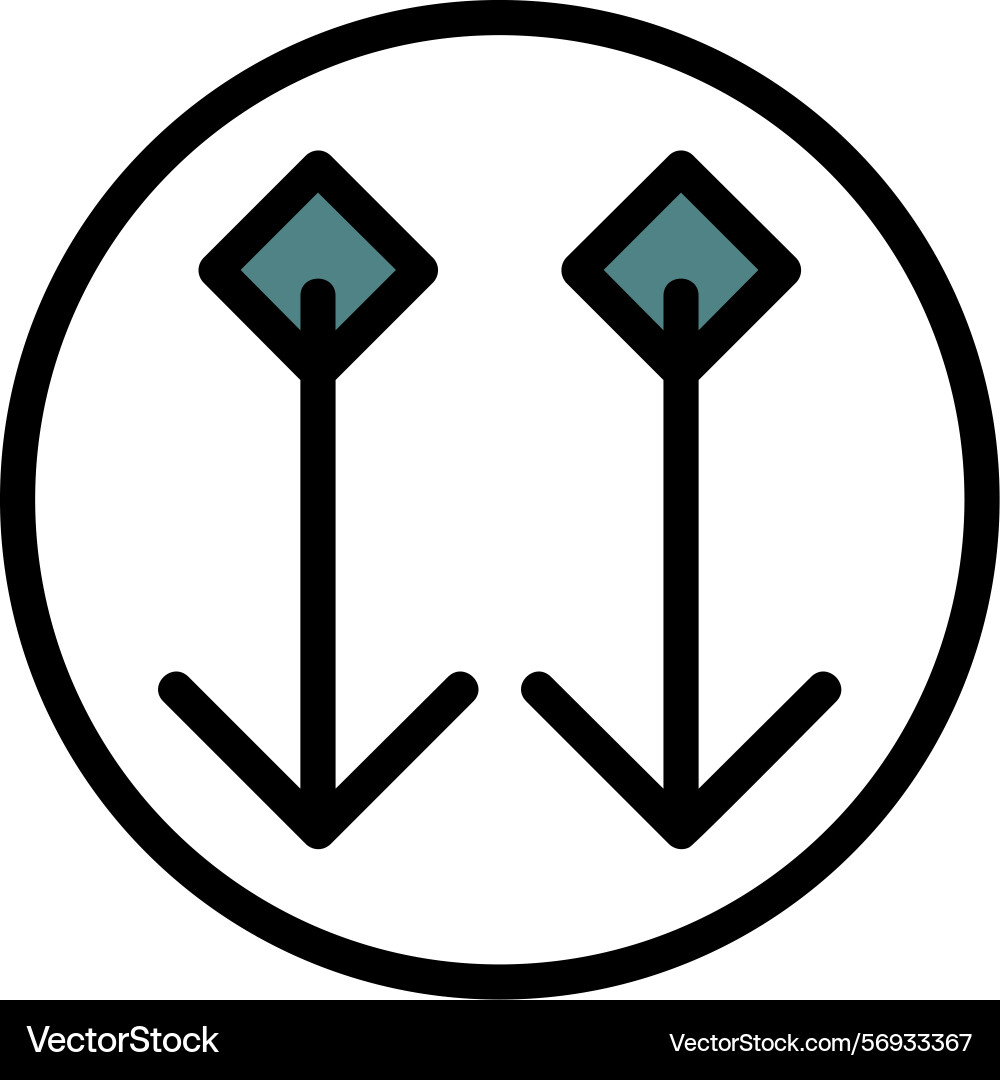 Arrow block down line filled style icon design vector image