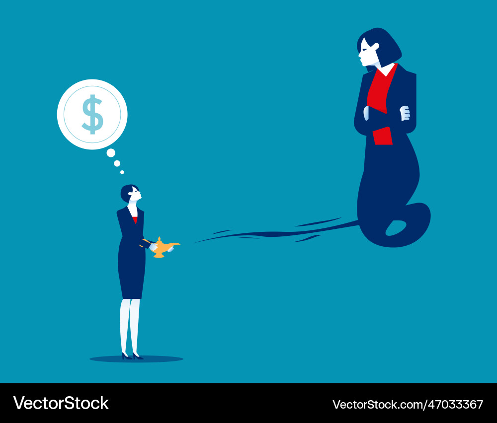 Business with lamp aladding and gin from proverty Business with lamp aladding and gin from proverty vector image
