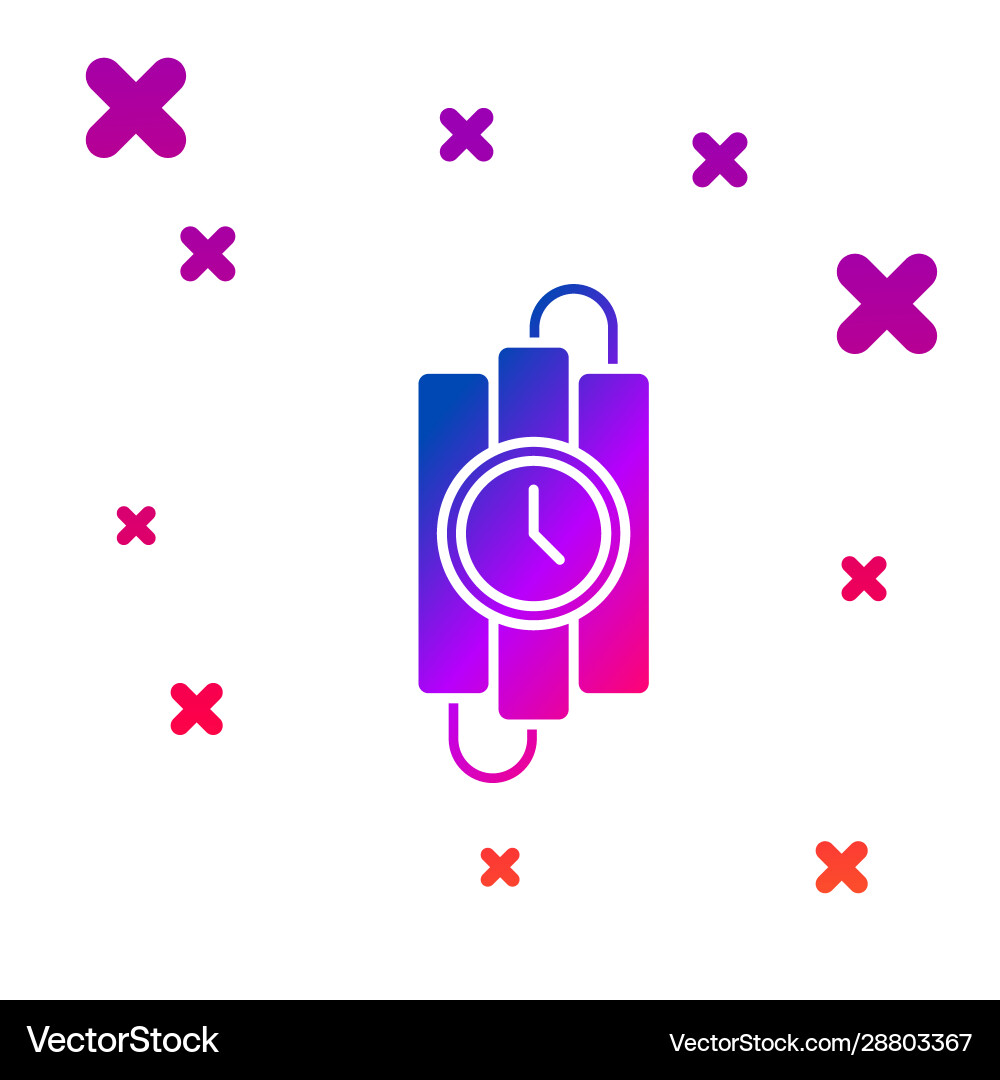 Color detonate dynamite bomb stick and timer clock Vector Image