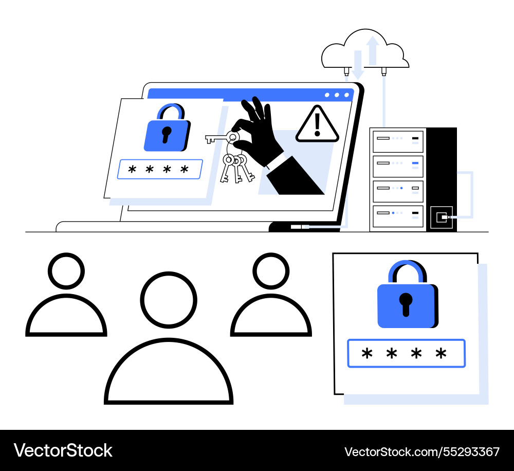 Cybersecurity concept with key access password Vector Image