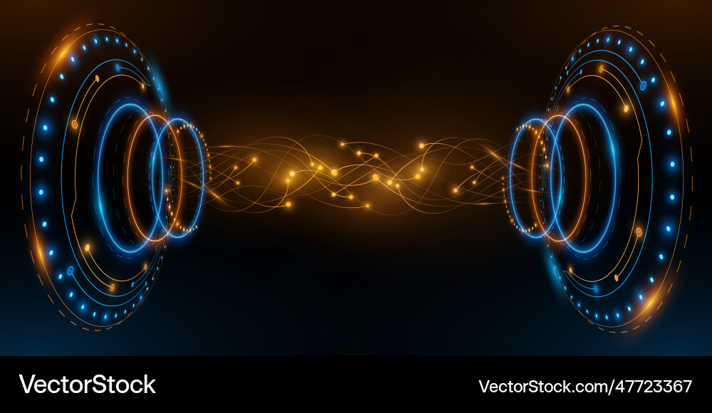 Digital glowing hud circles with neural connectors Digital glowing hud circles with neural connectors vector image
