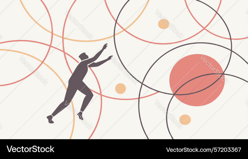 Dynamic figure in motion with abstract circles Vector Image