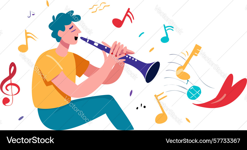 Energetic clarinet player - dynamic music Vector Image