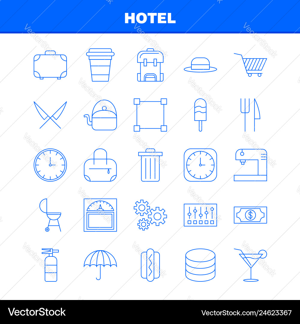 Hotel line icon for web print and mobile uxui kit Hotel line icon for web print and mobile uxui kit Vector Image