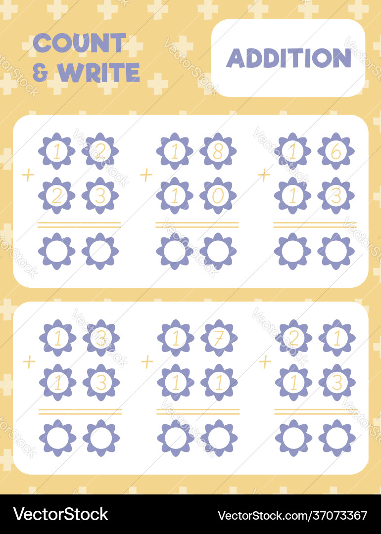 Math worksheet practice print page double digit Math worksheet practice print page double digit Vector Image