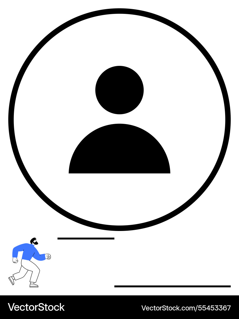 Minimalist user profile icon with tiny character Vector Image