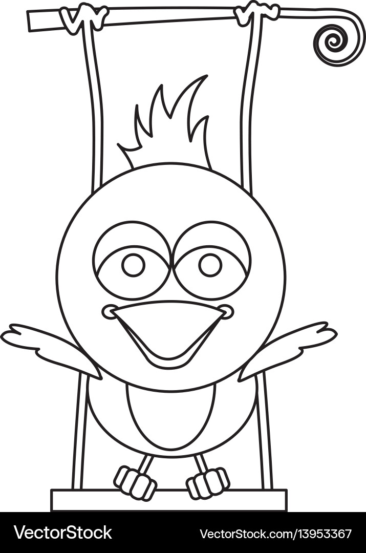 Monochrome silhouette of caricature bird with open Vector Image