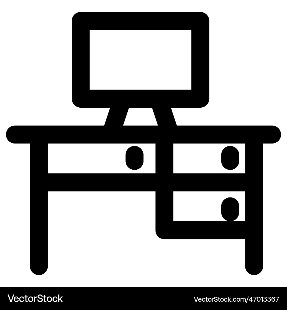 Multiple drawer desk used for computer vector image