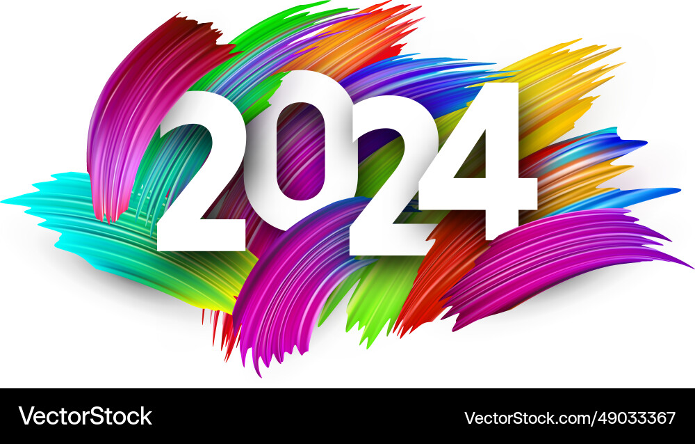 New year 2024 paper numbers for calendar header Vector Image