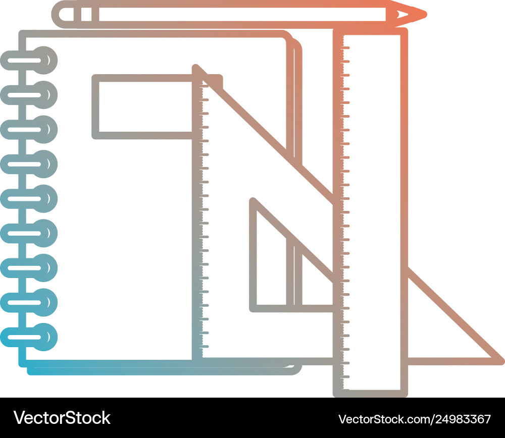 Notebook school with pencil and rules Notebook school with pencil and rules vector image