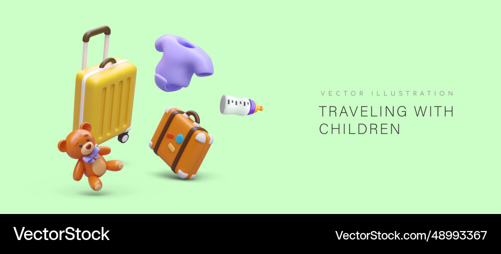 Packkoffer für Reisen mit neugeborenem Baby Packkoffer für Reisen mit neugeborenem Baby vektorbild