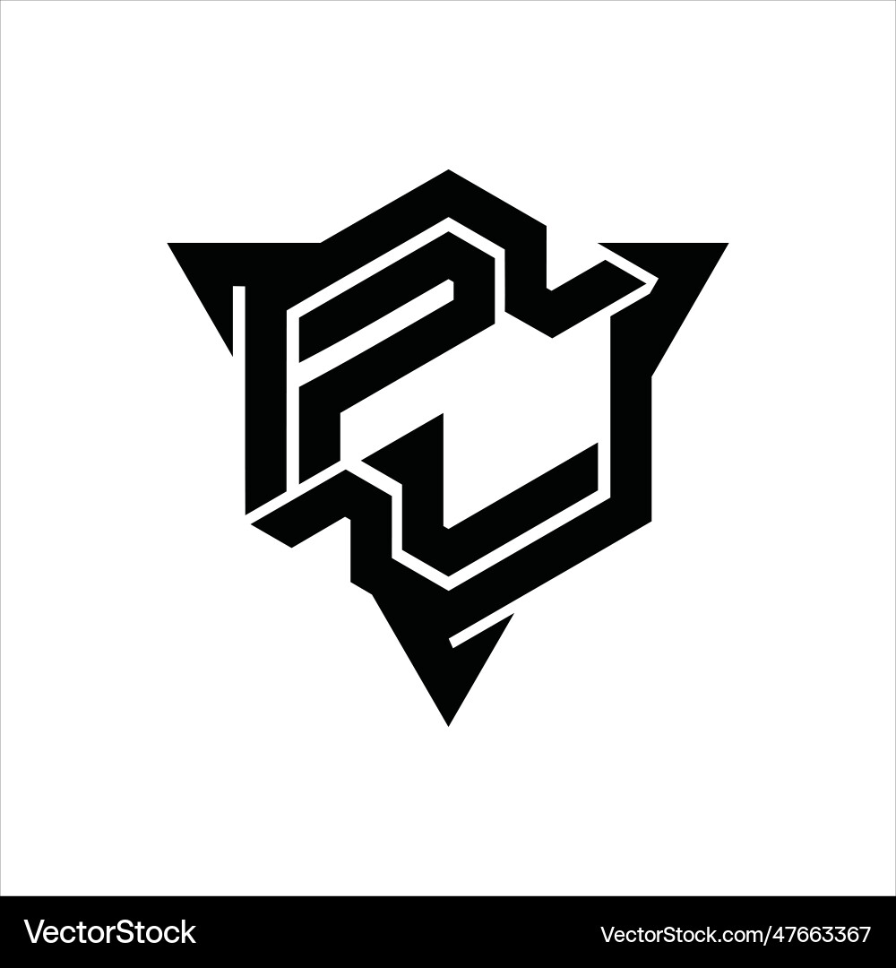 Pl logo monogram hexagon shape with triangle Vector Image