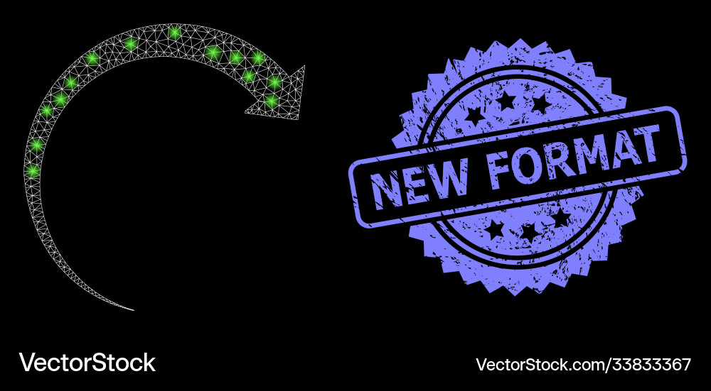 Rubber new format stamp and bright web net rotate Rubber new format stamp and bright web net rotate vector image