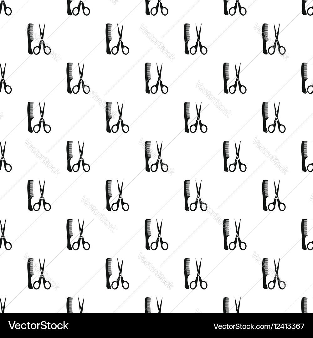 Scissors and comb pattern simple style vector image