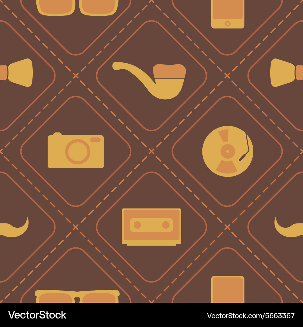 Seamless background with different hipster objects vector image