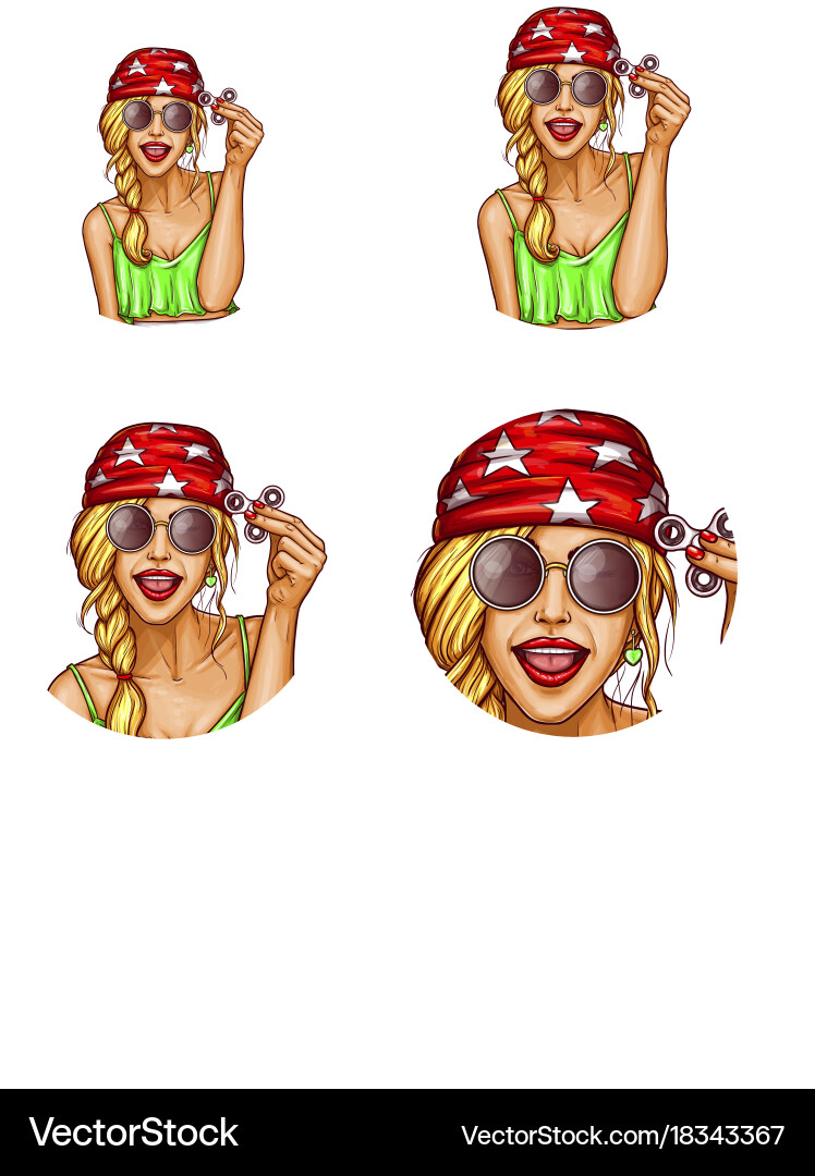 Set of pop art round avatar icons for users vector image