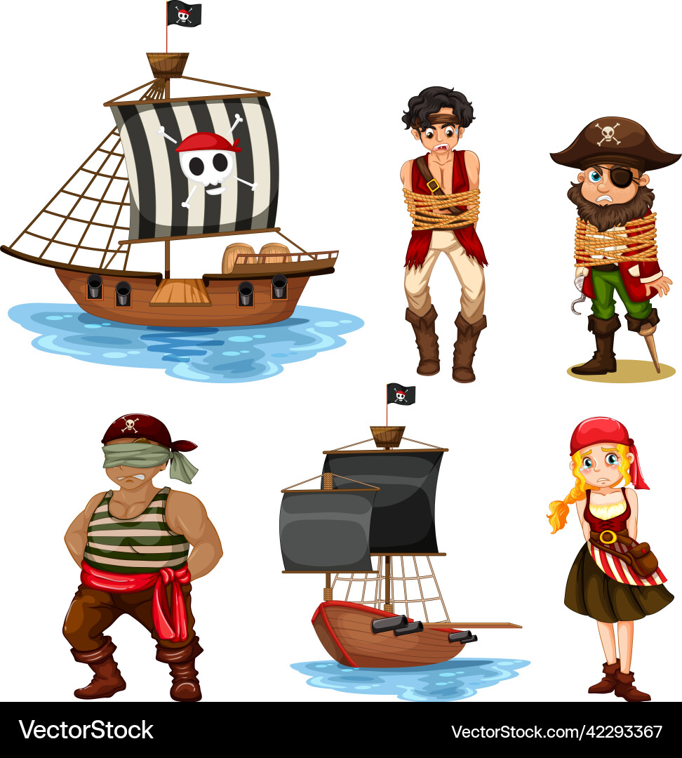 Set von verschiedenen Piraten Cartoonzeichen Set von verschiedenen Piraten Cartoonzeichen vektorbild