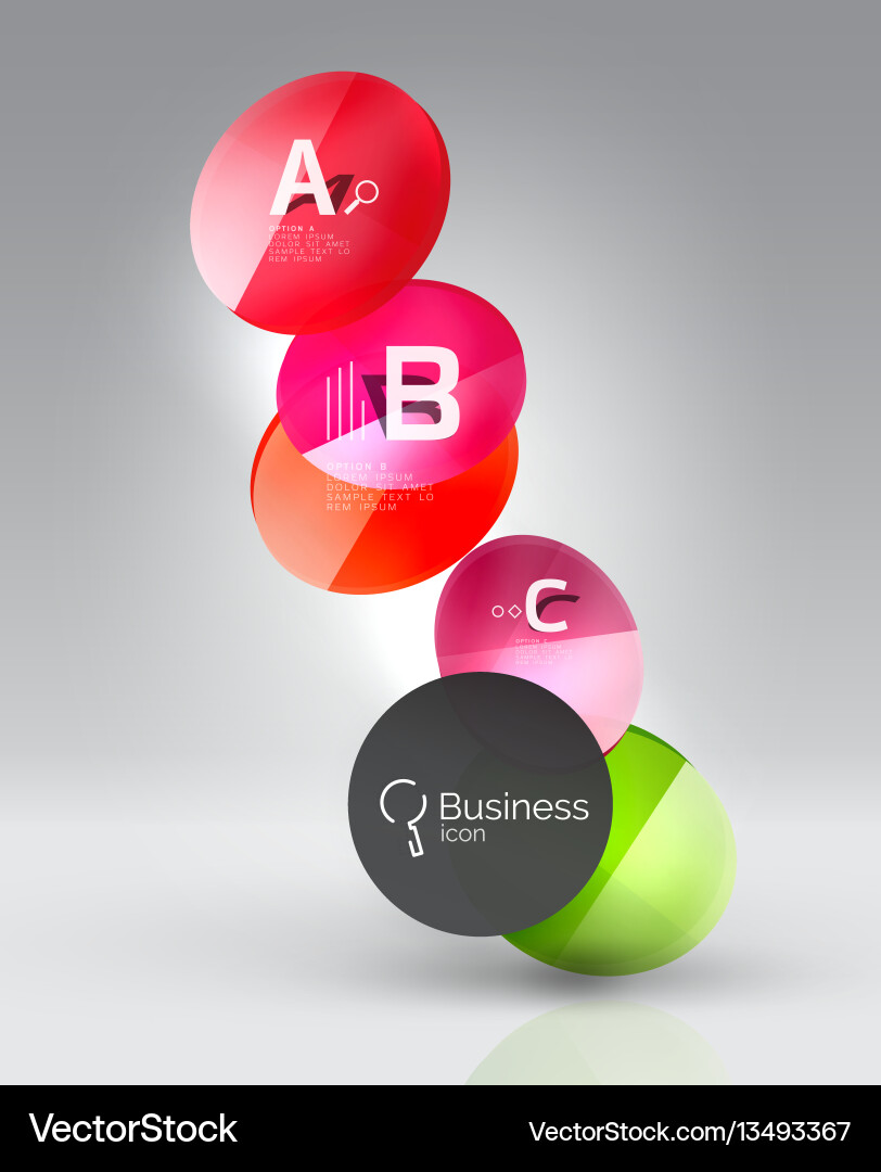 Shiny circles with text in 3d space Shiny circles with text in 3d space Vector Image