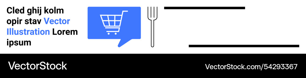 Shopping cart icon with fork and text elements Shopping cart icon with fork and text elements Vector Image