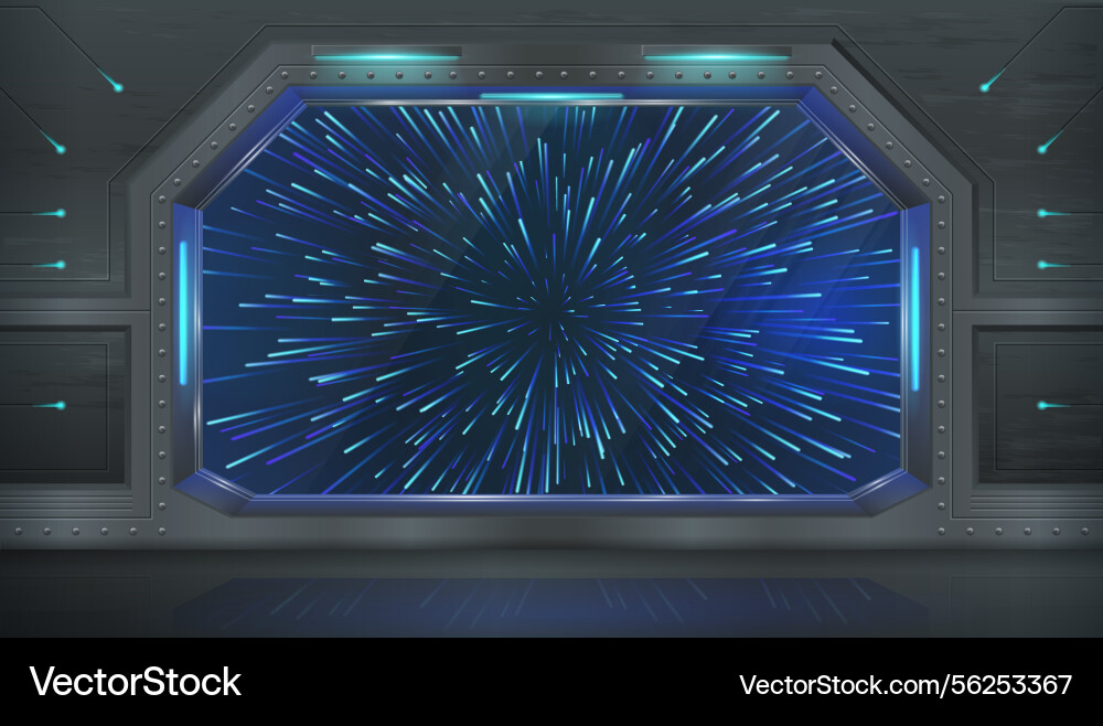 Spaceship window with stars speed Spaceship window with stars speed vector image