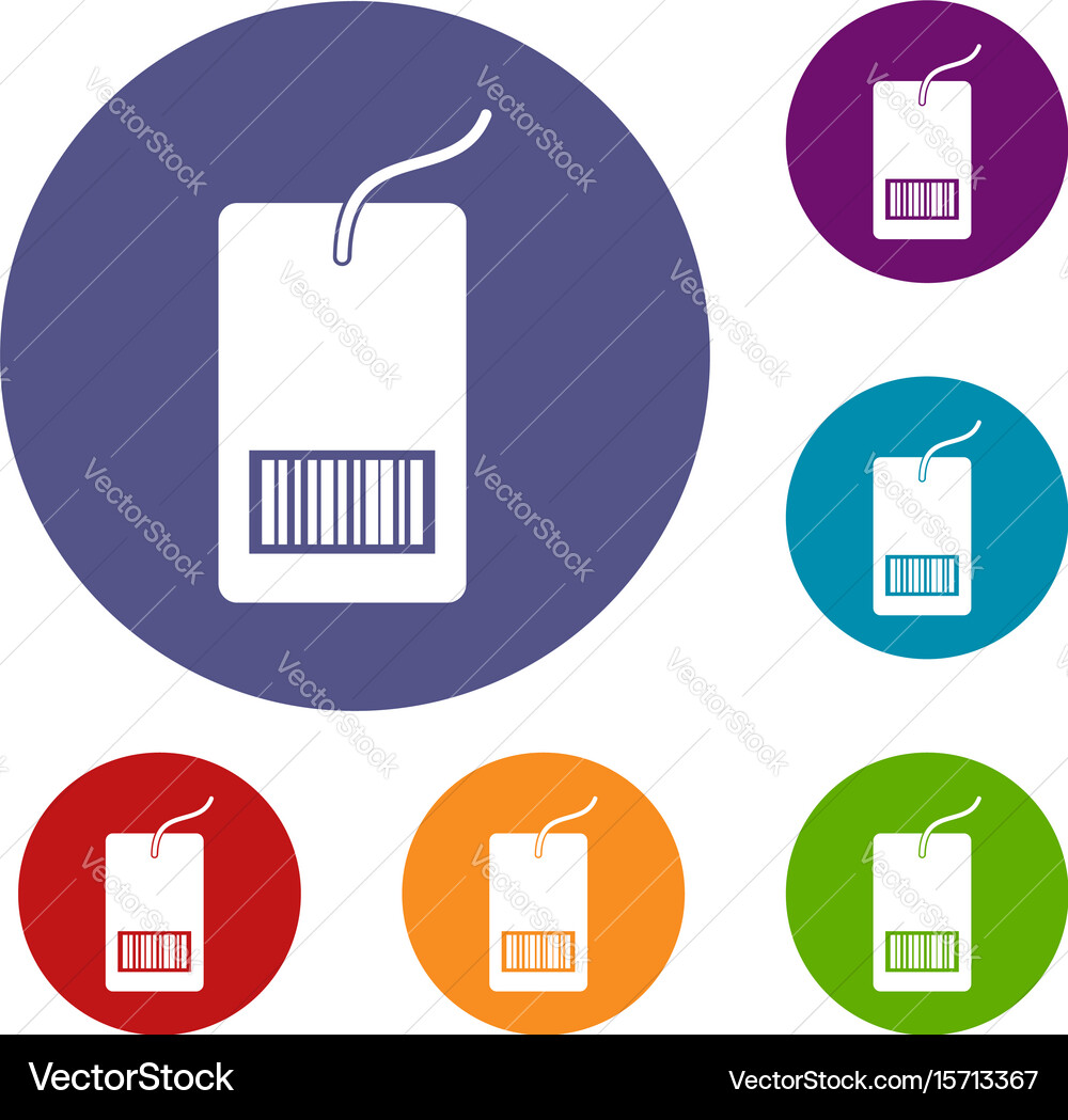 Tag with bar code icons set Vector Image