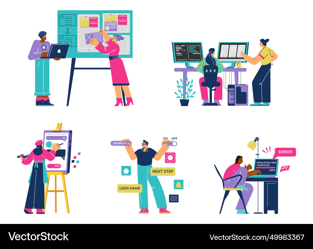 Web app development set software Vector Image