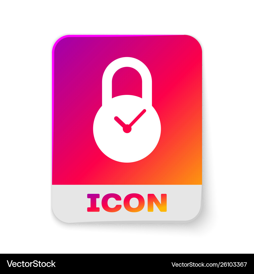 White padlock with clock icon isolated on White padlock with clock icon isolated on Vector Image