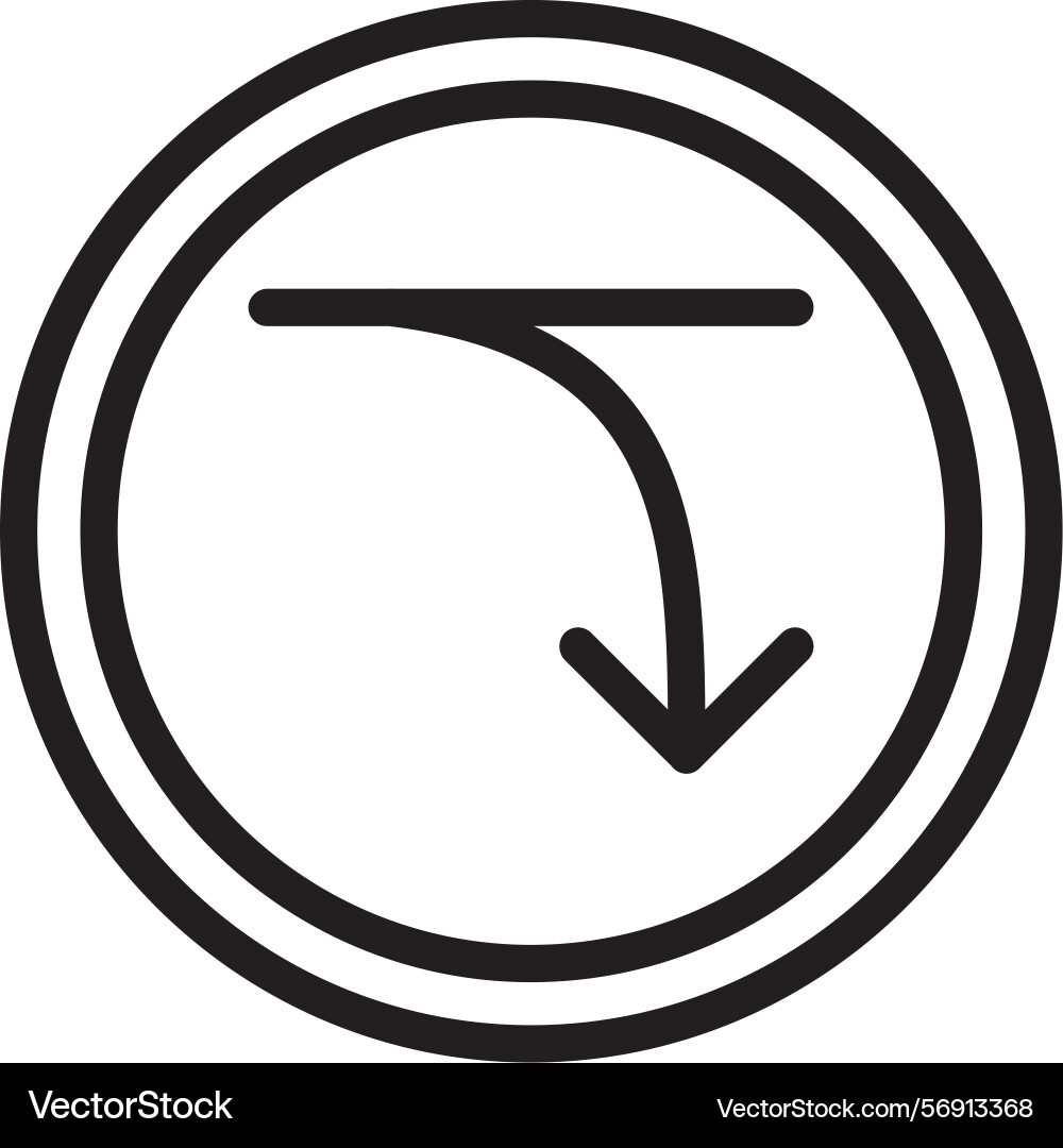 Arrow diverge down linear style icon design Vector Image