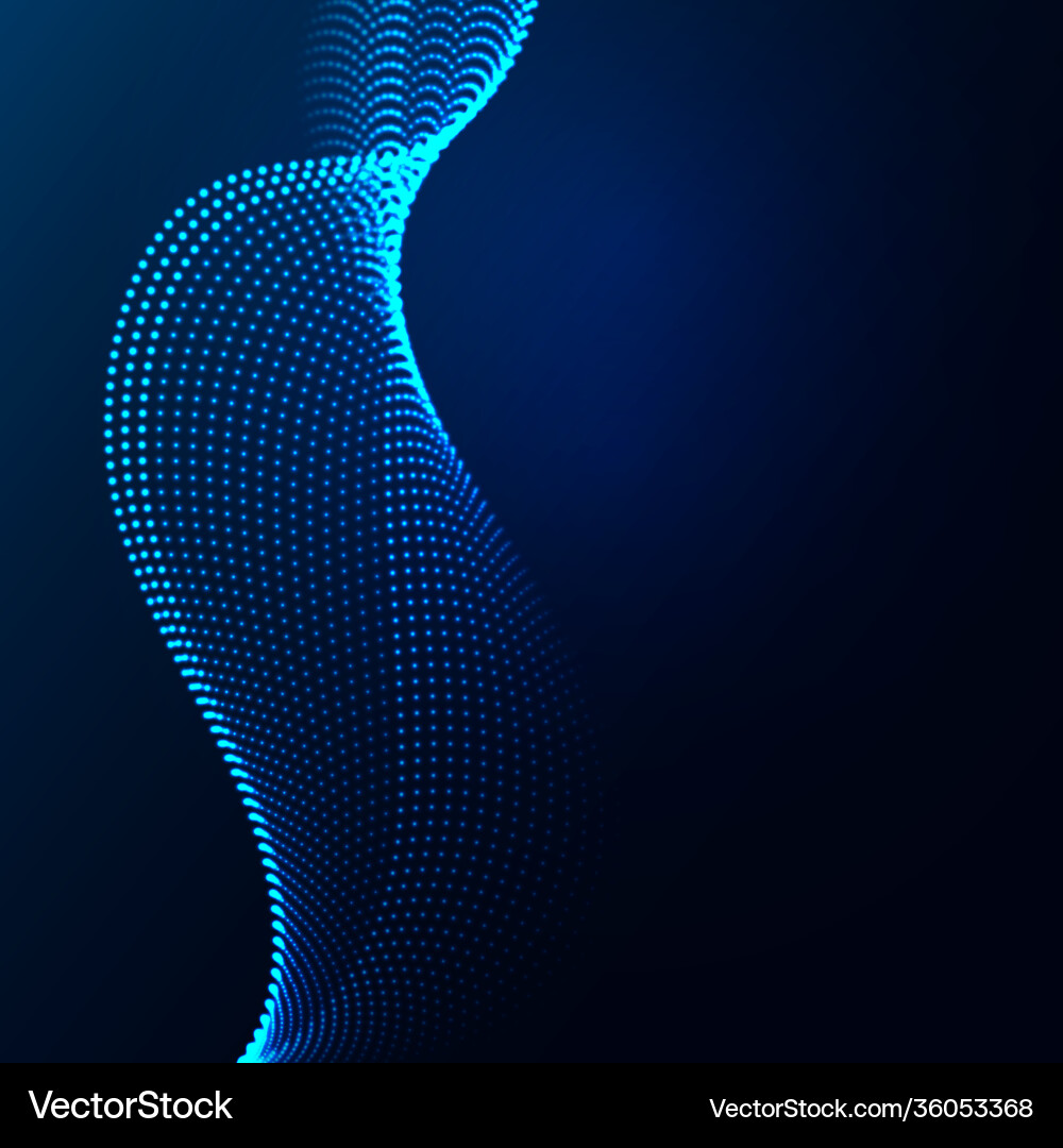 Beautiful wave shaped array glowing dots Beautiful wave shaped array glowing dots vector image