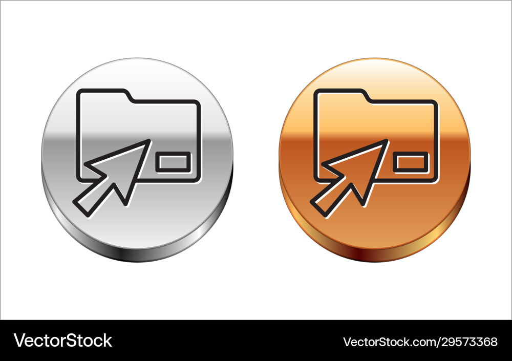 Black line cursor click document folder icon Black line cursor click document folder icon Vector Image