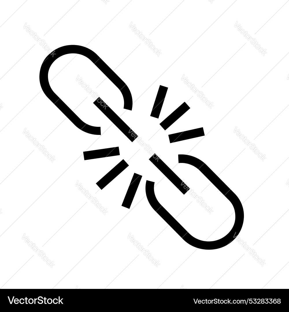 Broken link icon outline style design isolated Broken link icon outline style design isolated vector image