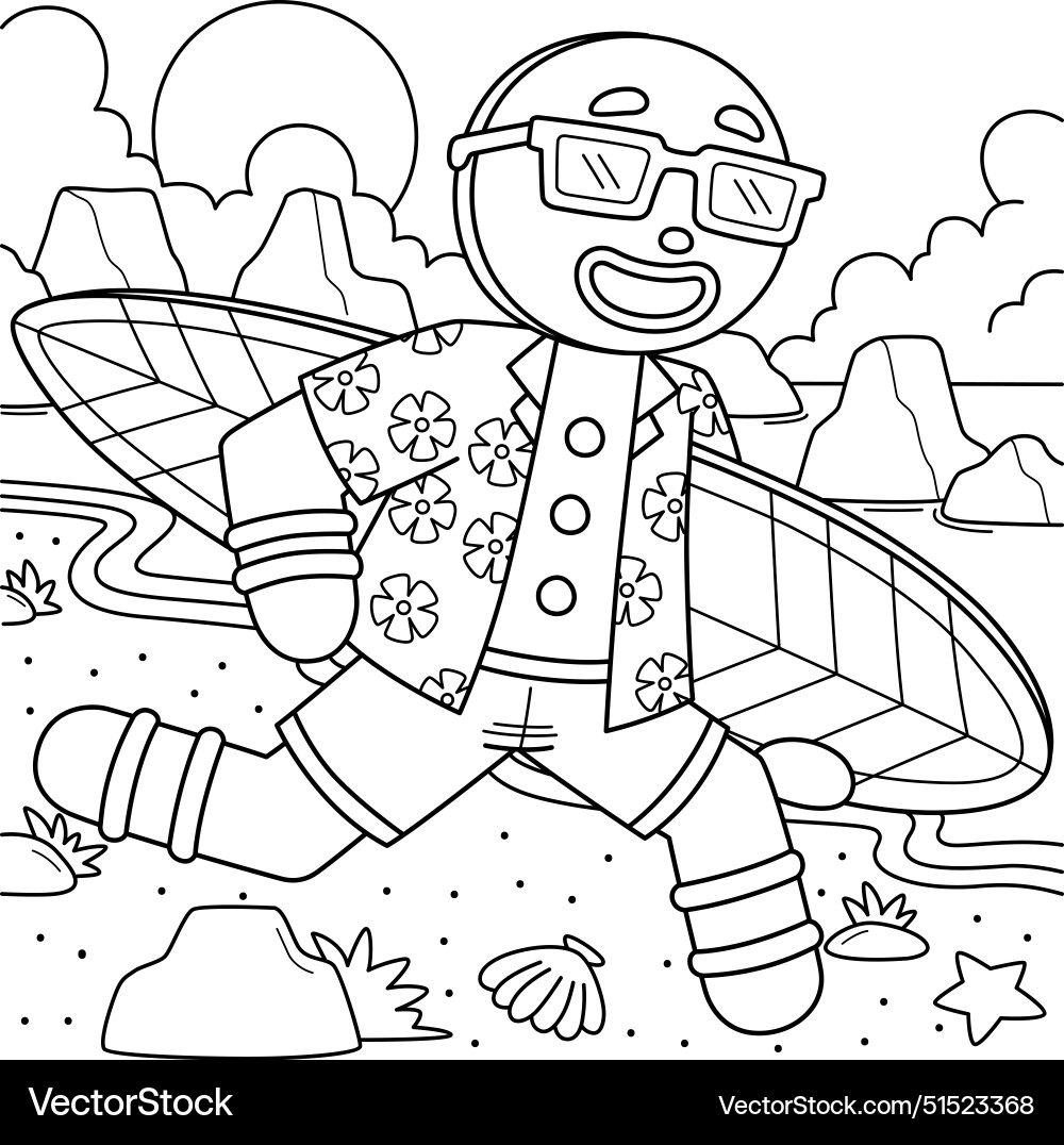 Christmas in july gingerbread man coloring page Christmas in july gingerbread man coloring page vector image