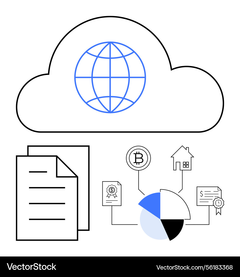 Cloud-based digital integration of documents Cloud-based digital integration of documents vector image