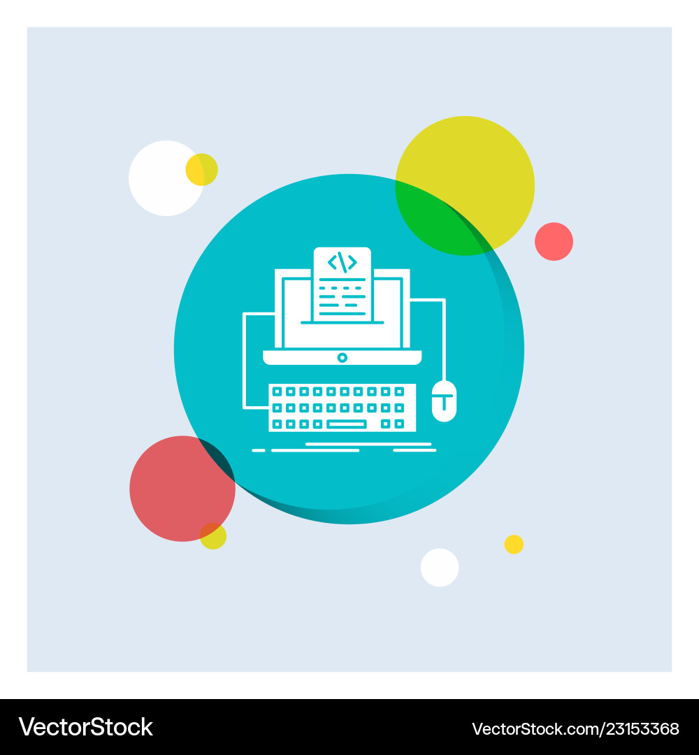 Code coding computer monoblock screen white glyph Code coding computer monoblock screen white glyph vector image
