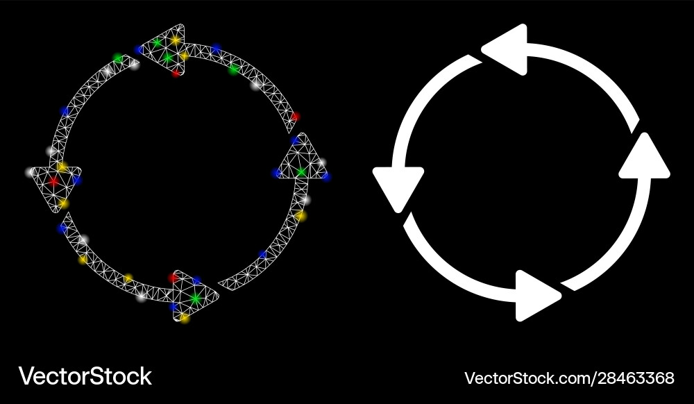 Glossy mesh 2d circular route icon with flash Glossy mesh 2d circular route icon with flash vector image