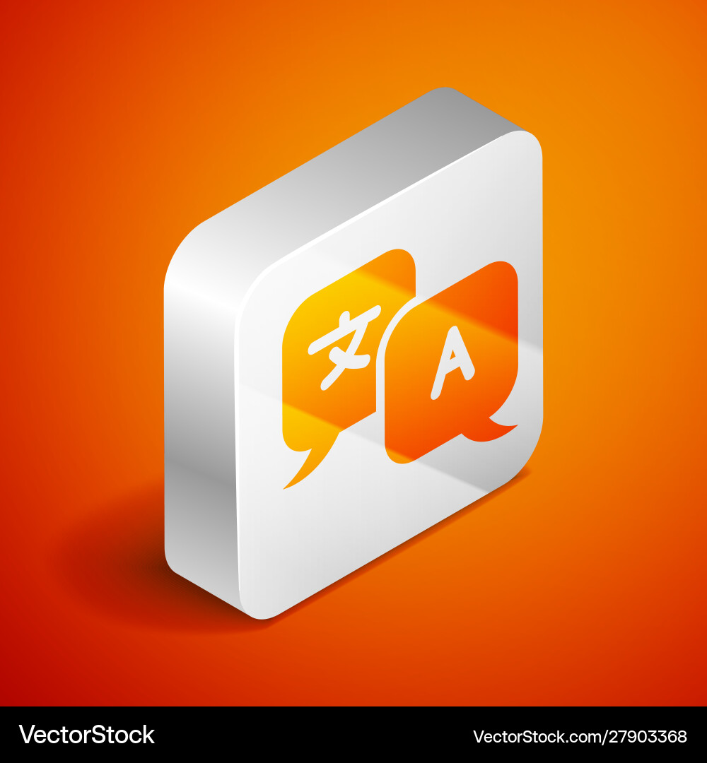 Isometrisches Übersetzersymbol isoliert auf orange Isometrisches Übersetzersymbol isoliert auf orange Vektorbild