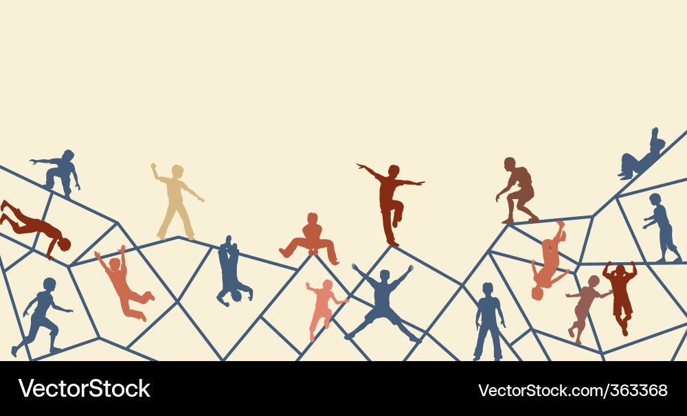 Kids Climbing Silhouette Vector Image