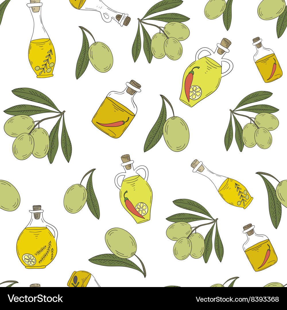 Pattern with branches of the olive tree Vector Image