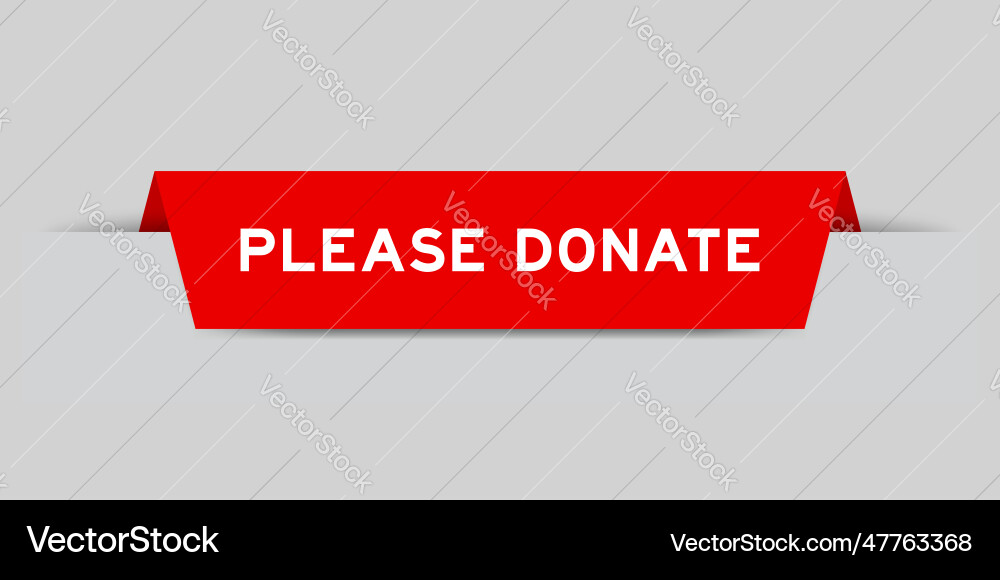 Red color inserted label with word please donate Vector Image