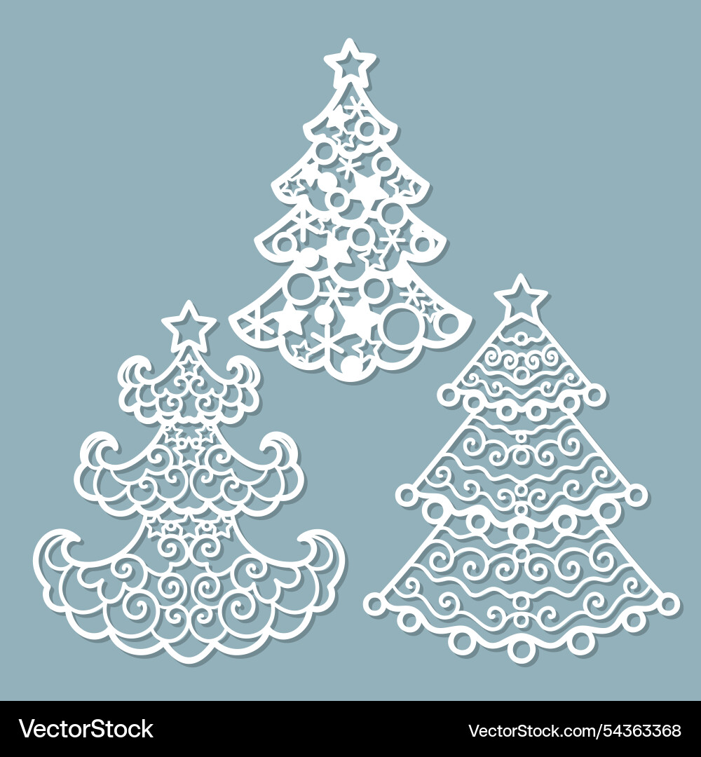 Set of christmas trees template for laser cutting Vector Image Set of christmas trees template for laser cutting Vector Image