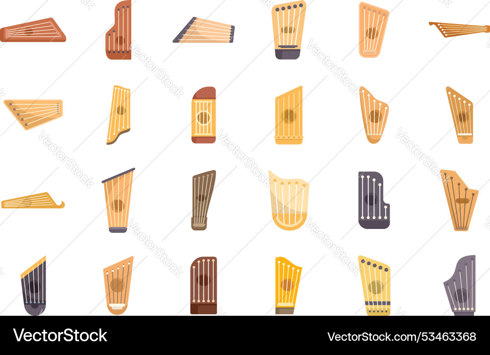 Set of gusli icons showing different types Set of gusli icons showing different types vector image